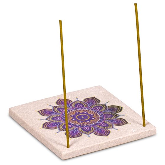Rökelsehållare  i Sandsten -  Mandala, Lila