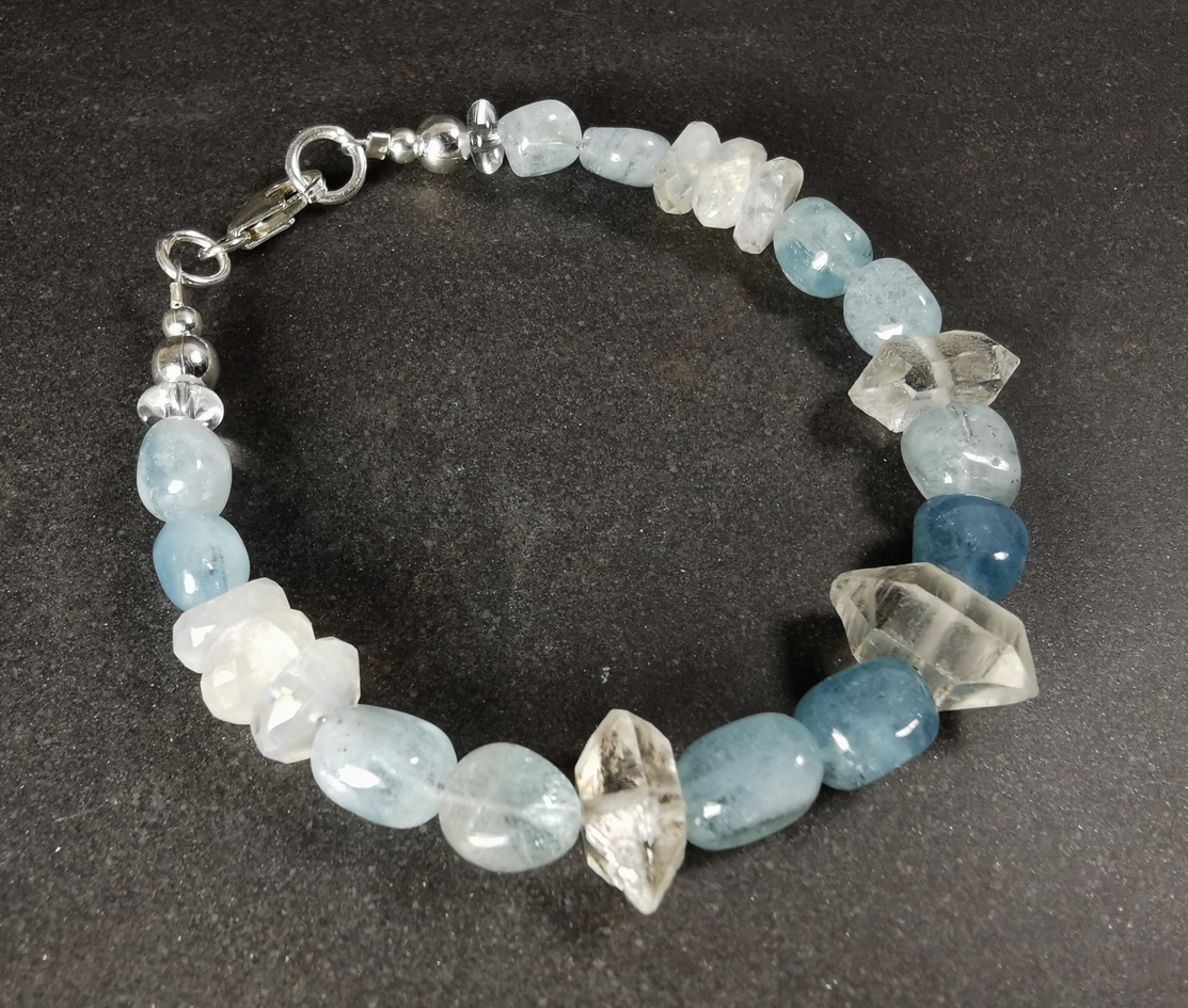 Akvamarin/Herkimer Armband  - 3