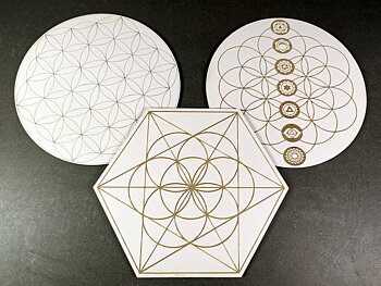 Kristallnät /Kristall Grid Platta, Hexagram/Merkaba/Seed of Life - 21cm