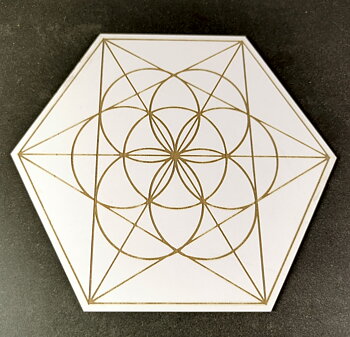 Kristallnät /Kristall Grid Platta, Hexagram/Merkaba/Seed of Life - 21cm