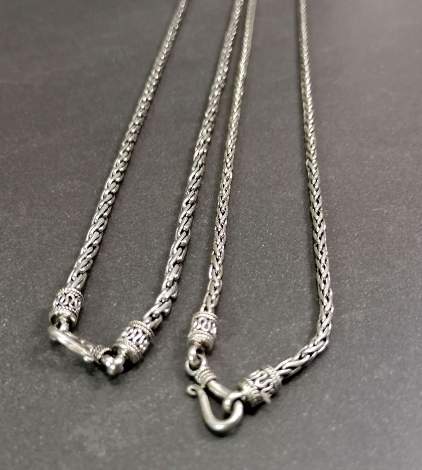 3mm Balinese  Halsband i Silver- 50cm  - 4