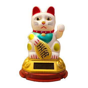 Lucky  Cat - Maneki-neko kat - Vit - 8cm