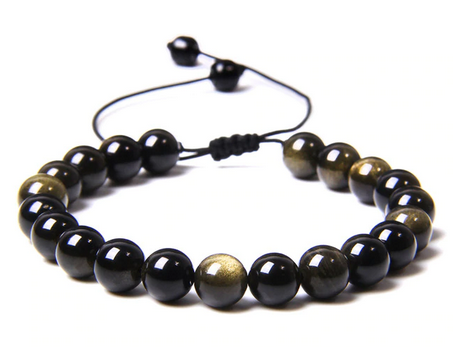 Guld Obsidian Armband