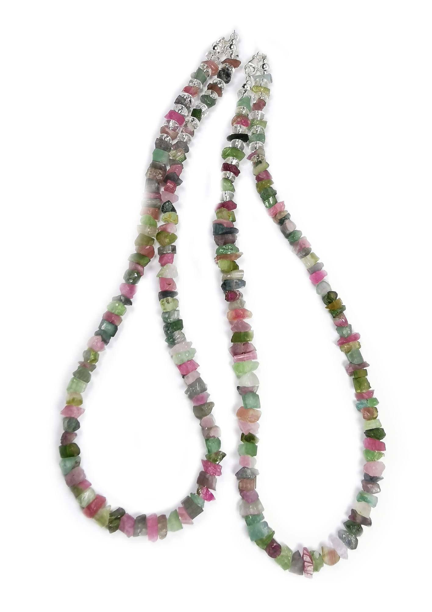 Rå Turmalin Halsband -  Multifärgat - Silver