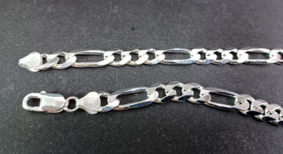 Figaro Kedja i Sterling Silver - 61cm, Bred 8mm - 2