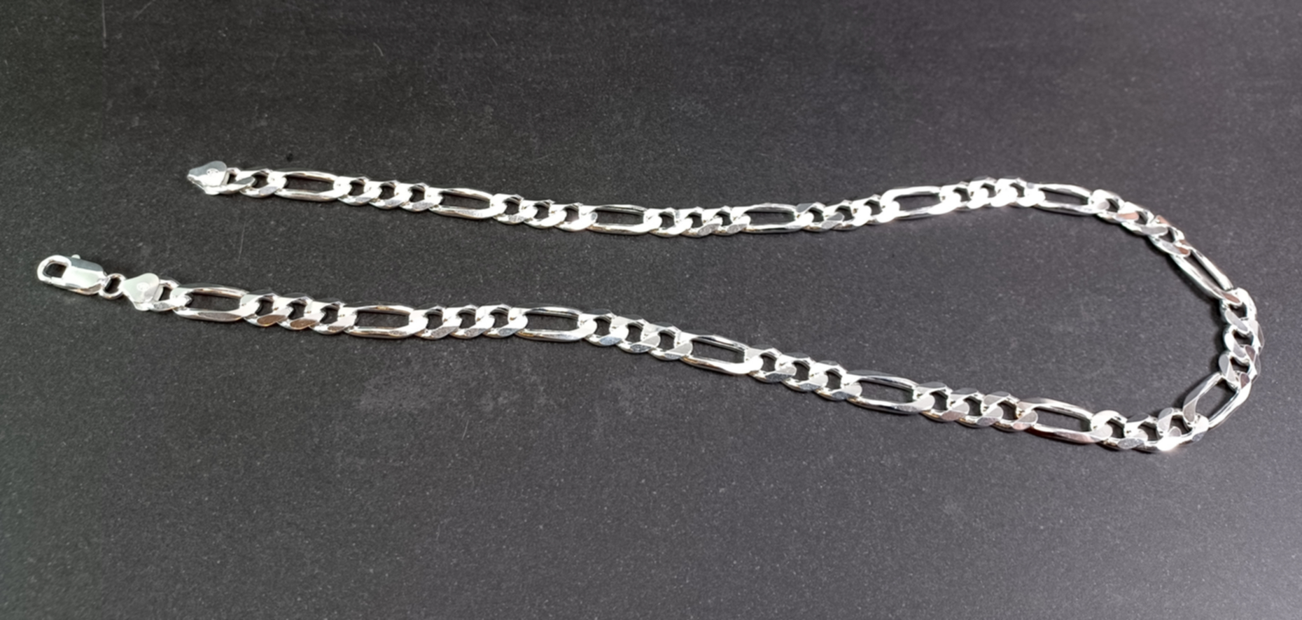 Figaro Kedja i Sterling Silver - 61cm, Bred 8mm