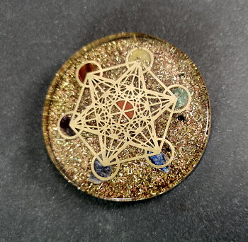 Metatron Orgonit Platta med Chakra stenar  - 5cm