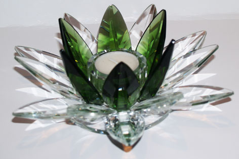Ljushållare i Kristall  - Grön  - Lotus 