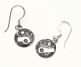Yin Yang Örhängen i Silver med Flower of Life nät - 12mm