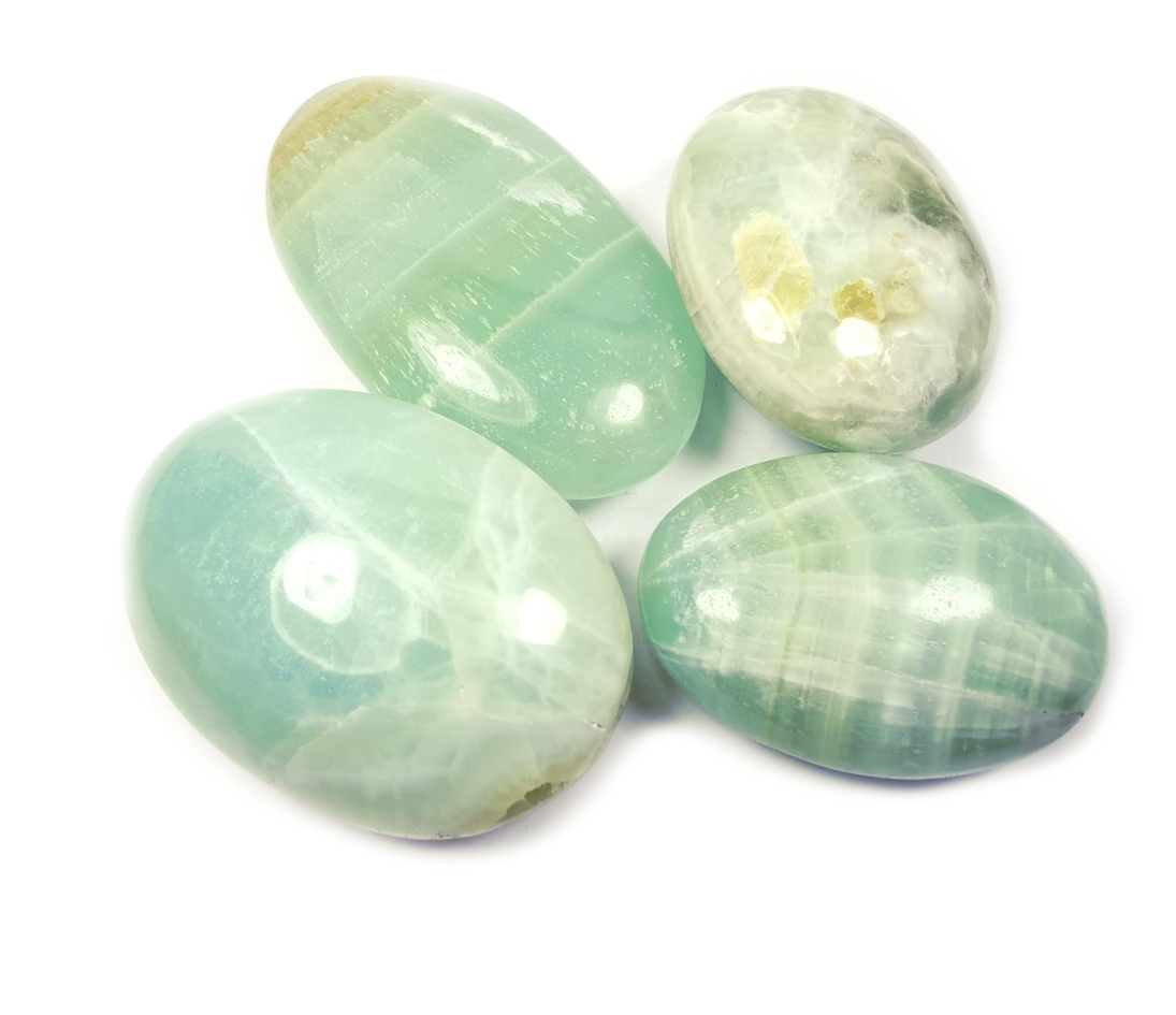 Glaciärblå Himalaya Kalcit, Pebbles ( No Worry Stone)   - Handpolerad