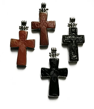 Grekiska Orthodox Kors i Silver/Sten