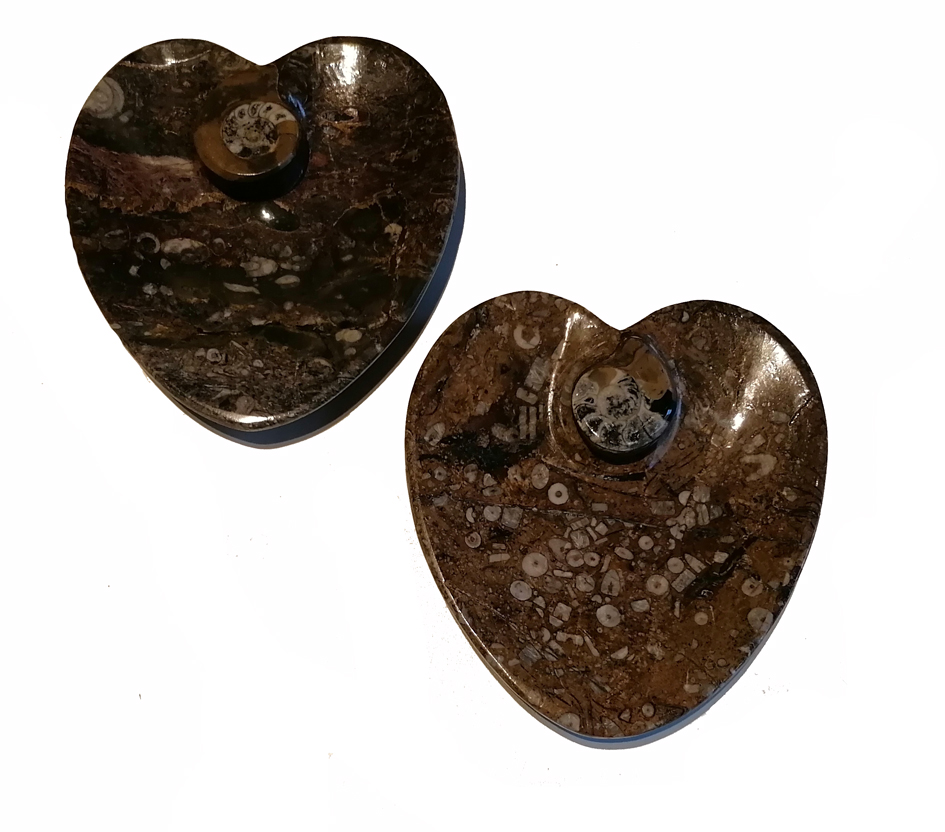 Fossil Sten Skål, Hjärta  - 13cm