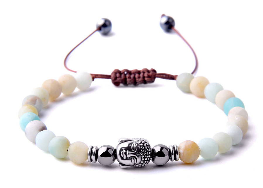 Amazonit Armband med Silver Buddha