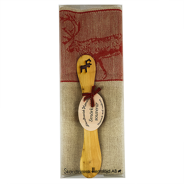 Set Buttermesser & Küchentuch Rentier rot