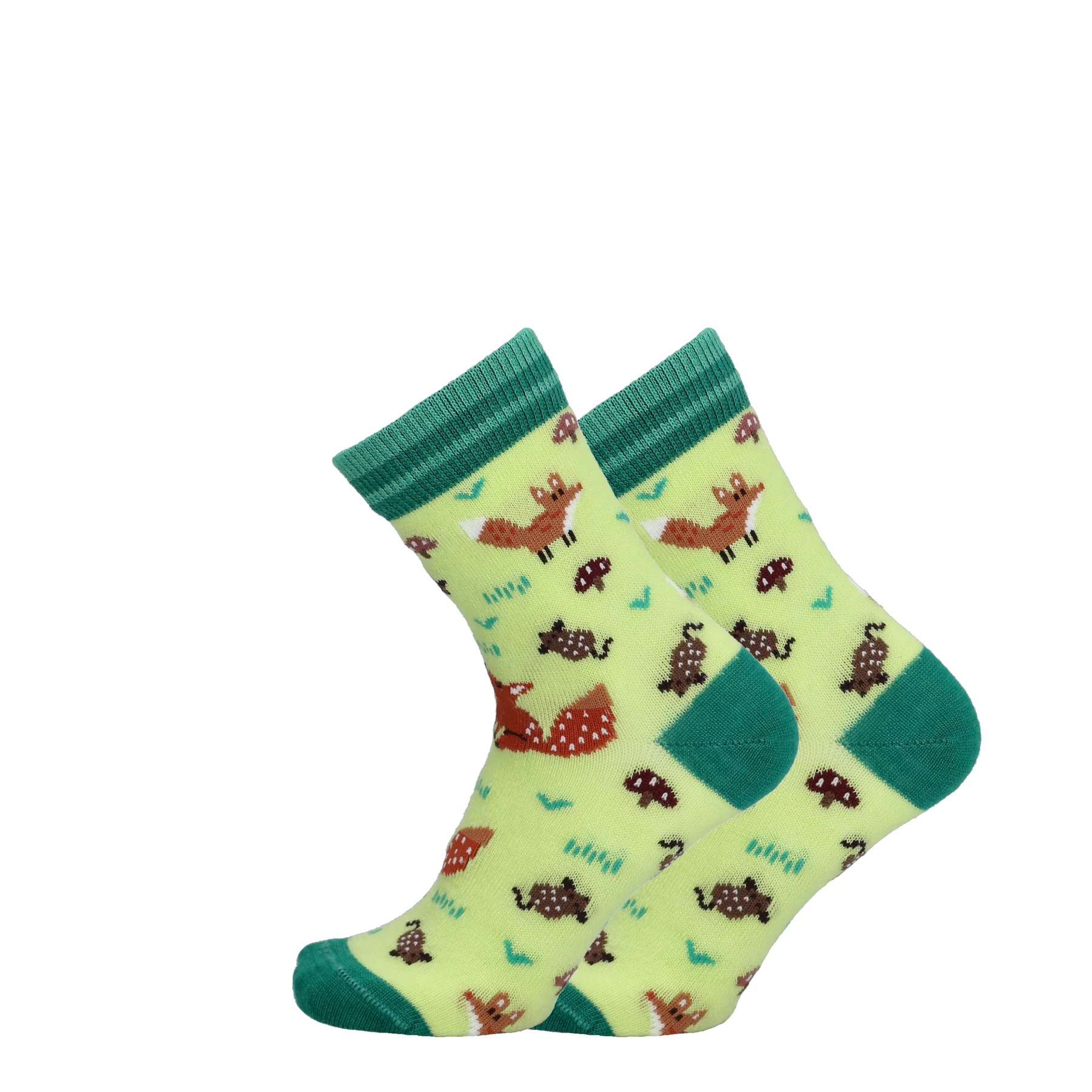 Nativa Merino Socken Kinder Fuchs limonengrün