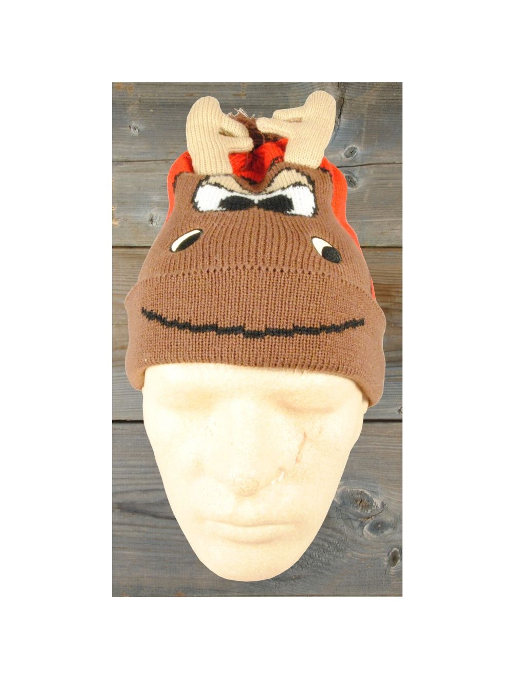 Strickmütze Lustiger Elch mit Hörnern