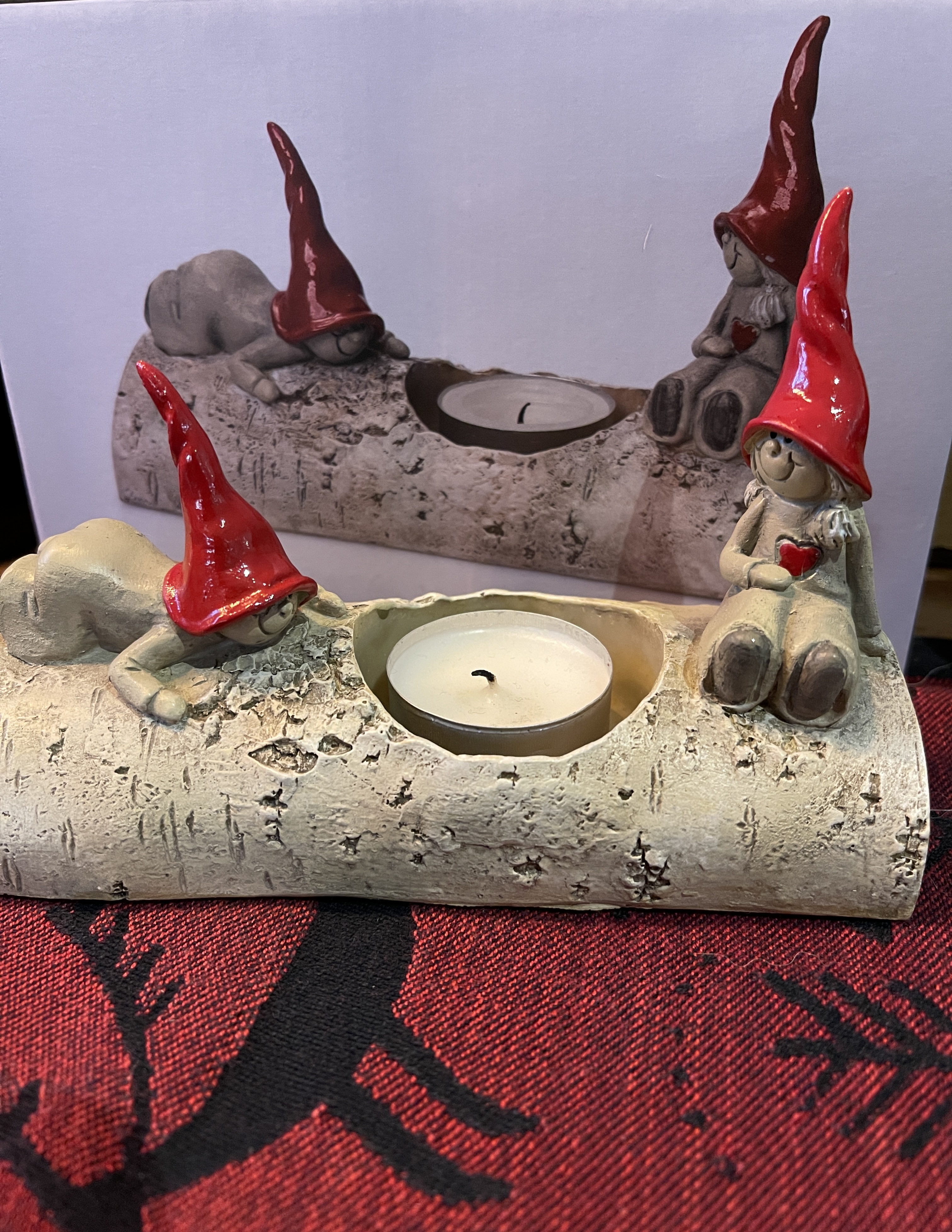 Kerzenständer Tittut Weihnachtsmänner auf Birke