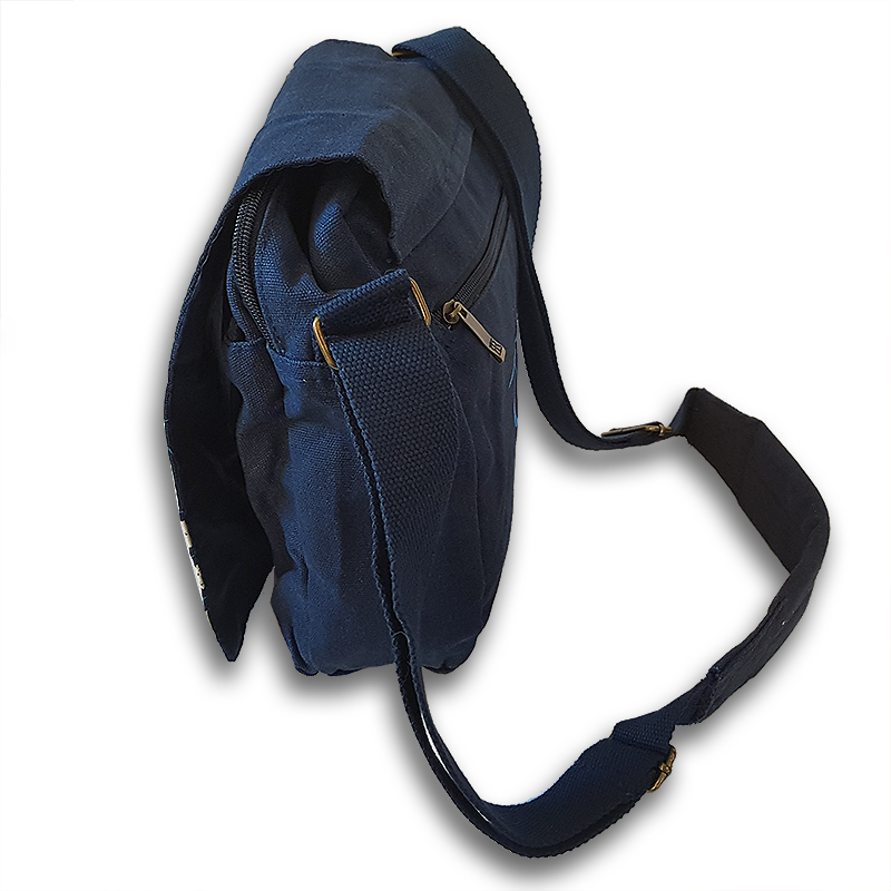 Messenger Bag SWEDEN Elch im Wald blau, gelb Druck - 3