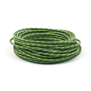 KABEL "CLASSIC" MED OMSPUNNEN GRÖN TEXTIL, 3 MM.  UTVÄNDIG. 7,62 METER LÅNG.