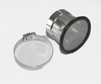 INSUGSTRATT I ALUMINIUM 49 MM. LÅNG.  ANSLUTNINGS DIAMETER MOT FÖRGASARE 54 MM.