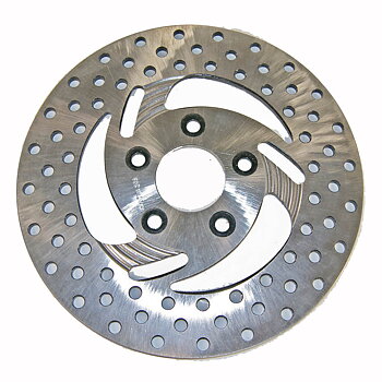 BROMSSKIVA ROSTFRI  "CUT OUT" FRAM  10" DIAMETER HD 1984-99, VÄNSTER SIDA FRAM
