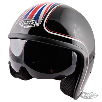 HJÄLM "TORX HARRY HELMETS" MED INBYGGT FLIP VISIR, UNION JACK,  EU GODKÄND, STORLEK LARGE 59-60 CM.