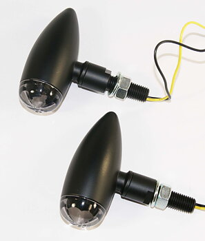 BULLET LED LIGHTS BLINKERS SVARTA MED RÖKFÄRGAT GLAS E-MÄRKTA