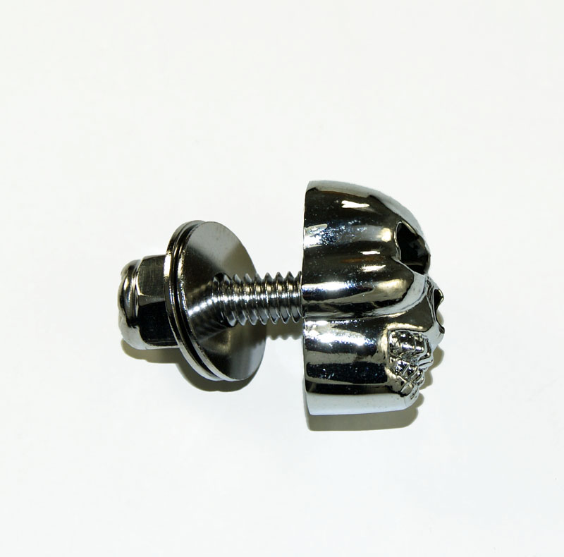 DÖDSKALLE I KROM DEKOR, 27 MM. HÖG, 21MM. BRED, 1/4" UNC BULT - 2