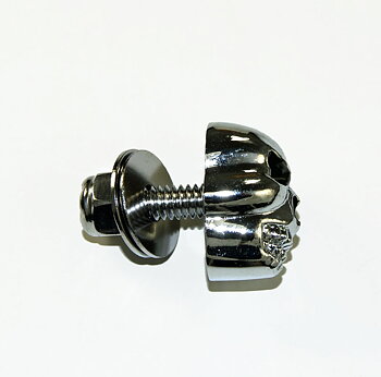 DÖDSKALLE I KROM DEKOR, 27 MM. HÖG, 21MM. BRED, 1/4" UNC BULT