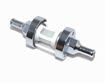 BENSINFILTER KROM / GLAS FÖR 1/4" BENSINSLANG INVÄNDIGT ( CA. 6,5 MM. )