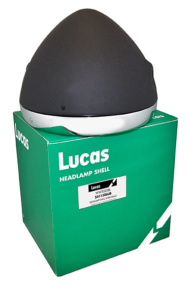 LAMPHUS MED SARG, 7" LUCAS ORIGINAL, SVART HUS, KROMAD SARG
