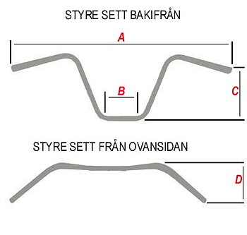 STYRE 1" DRAG BAR 91 CM. BRED MED INPRESSNINGAR