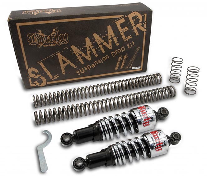 SÄNKNINGSSATS FRAM/BAK 10,5" HD FXD DYNA 1991-05, BURLY SLAMMERKIT 