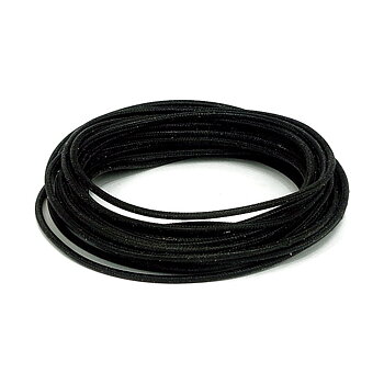 KABEL "CLASSIC" MED OMSPUNNEN SVART TEXTIL, 3 MM.  UTVÄNDIG. 7,62 METER LÅNG.