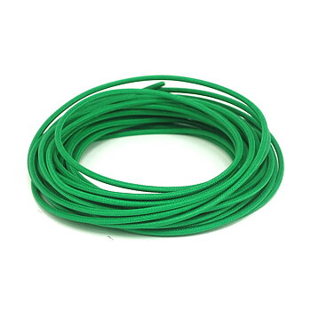 KABEL "CLASSIC" MED OMSPUNNEN GRÖN TEXTIL, 3 MM.  UTVÄNDIG. 7,62 METER LÅNG.