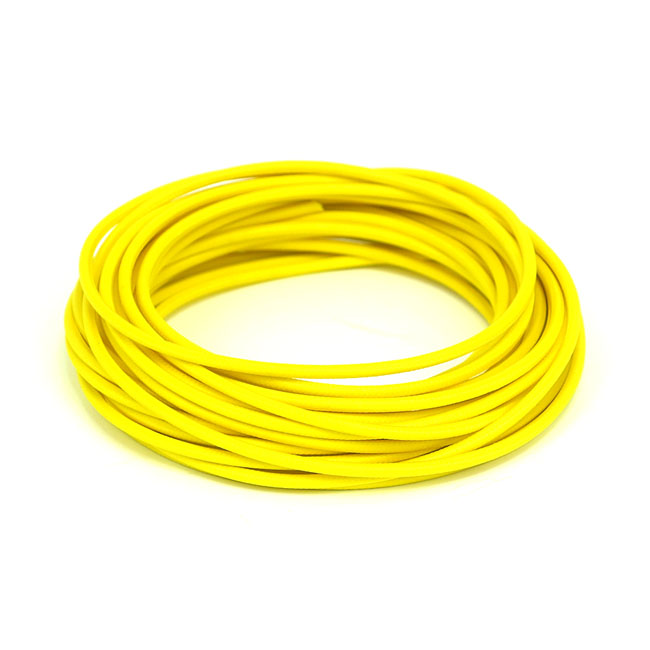 KABEL "CLASSIC" MED OMSPUNNEN GUL, 3 MM.  UTVÄNDIG. 7,62 METER LÅNG.