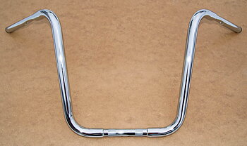 STYRE "APE HANGER" 1 1/4" CHUBBY BAR, 42  CM. KROMAT MED INPRESSNINGAR
