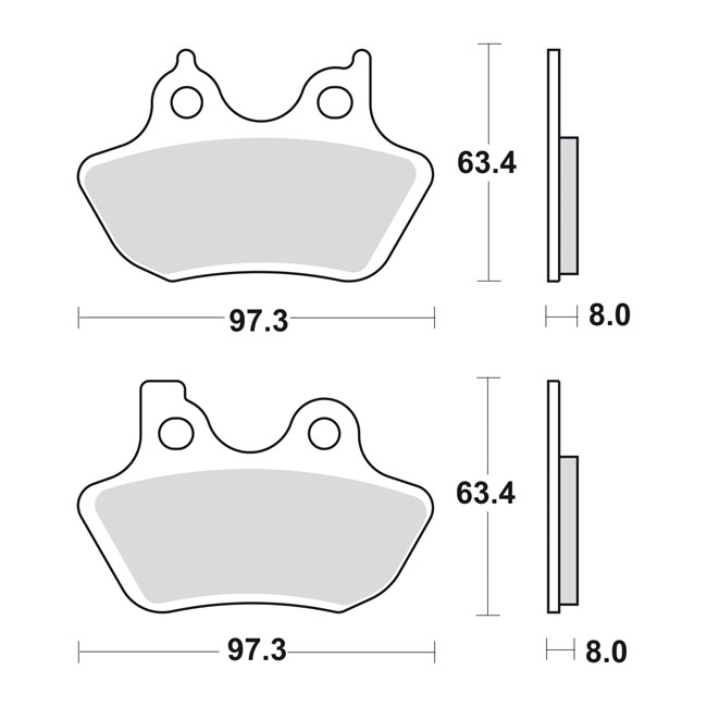 BROMSBELÄGG FRAM/BAK HD BIG TWIN 2000-07,XL 2000-03 - 2