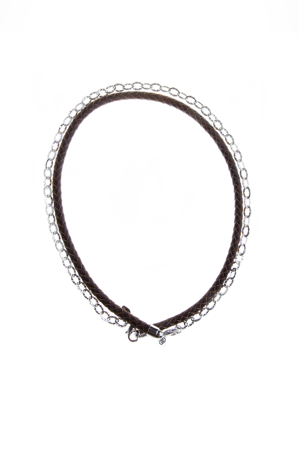 Chain - Leather Braided Necklace Brown 90 cm