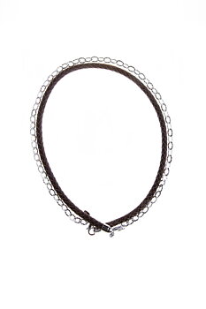 Chain - Leather Braided Necklace Brown 90 cm