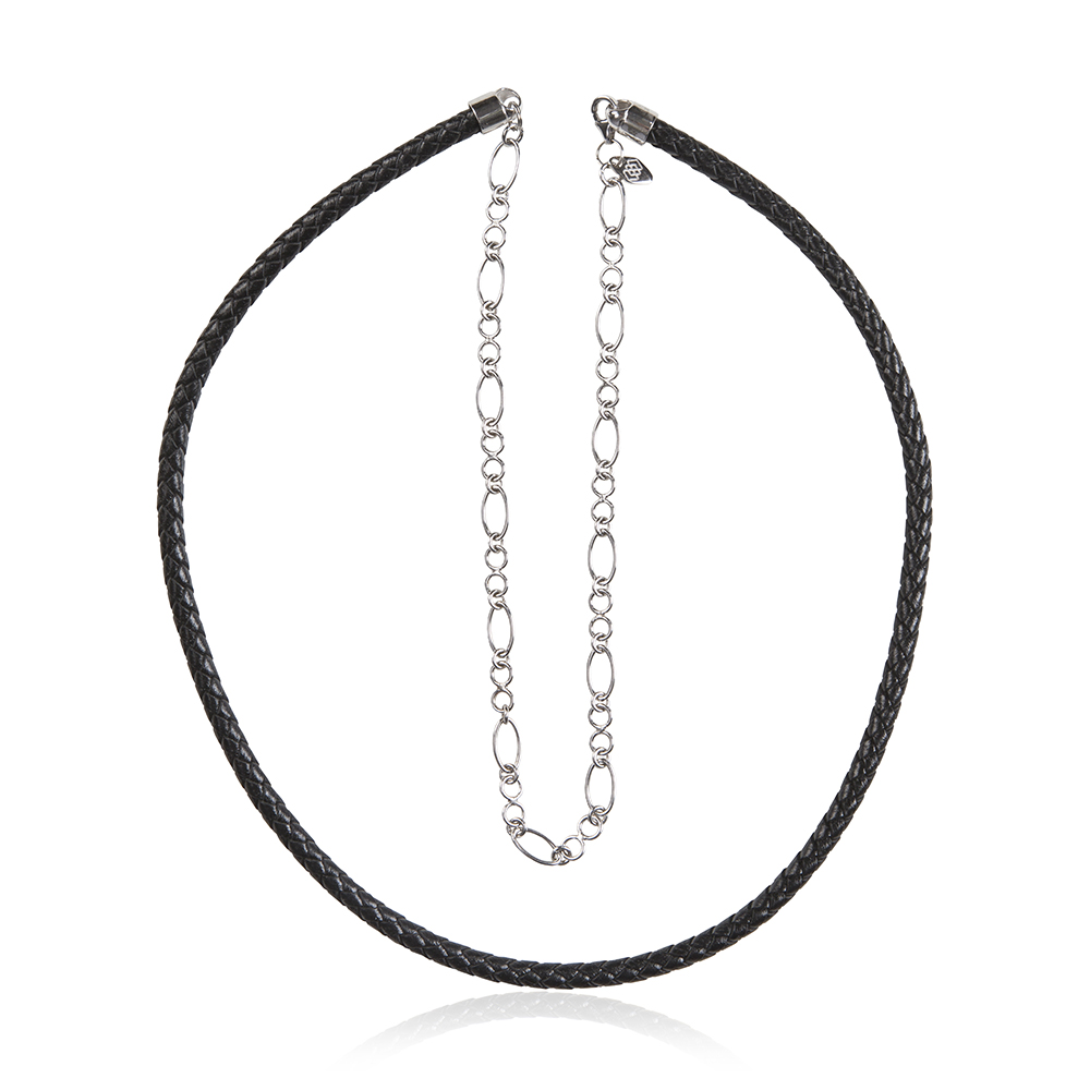 Leather / Silver Chain 