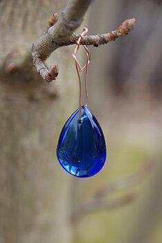 Glasdroppe blå 20 mm