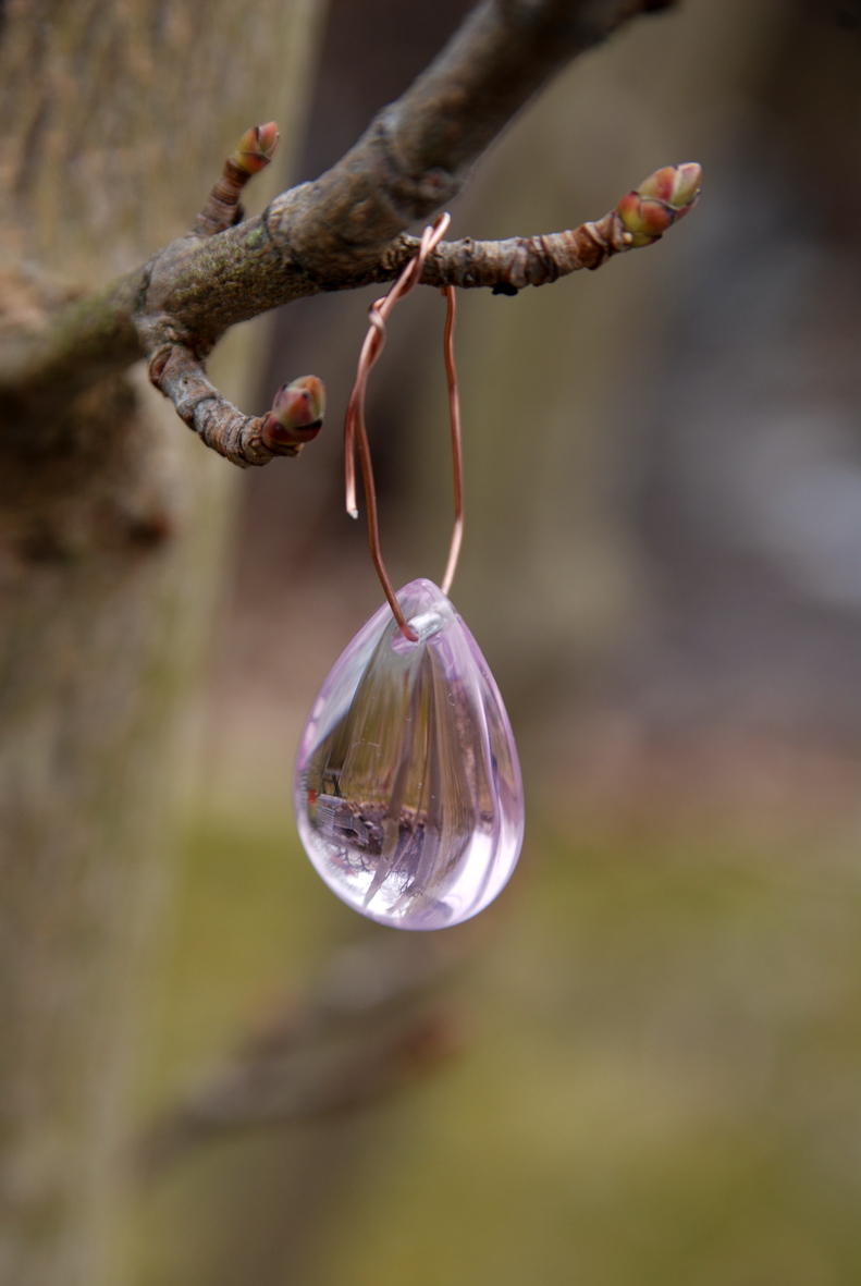 Glasdroppe ljusrosa 20 mm