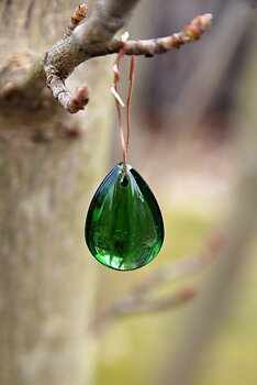 Glasdroppe grön 20 mm