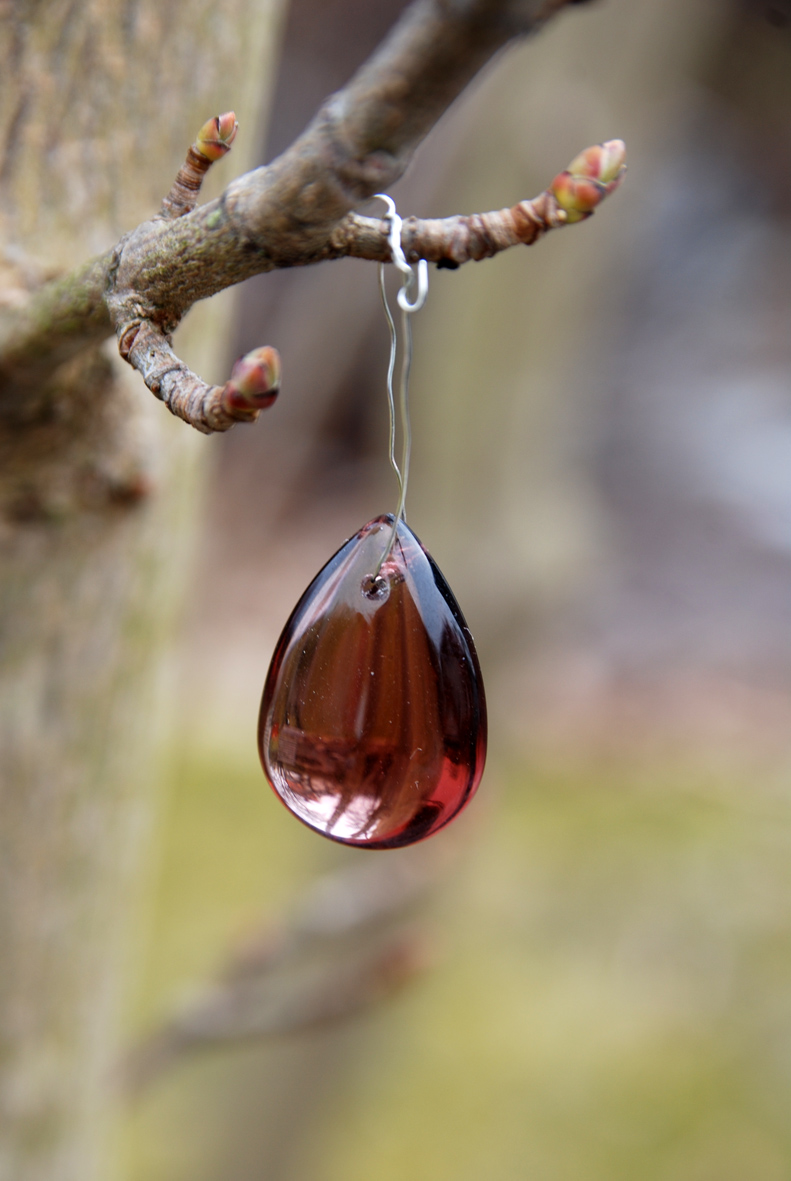Glasdroppe mauve 20 mm