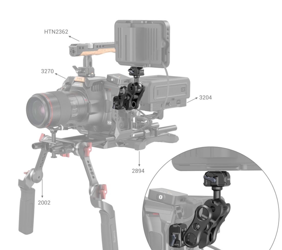 SMALLRIG 3515 Drop-in HawkLock Mini Magic Arm with Quick Release Ballhead - 5