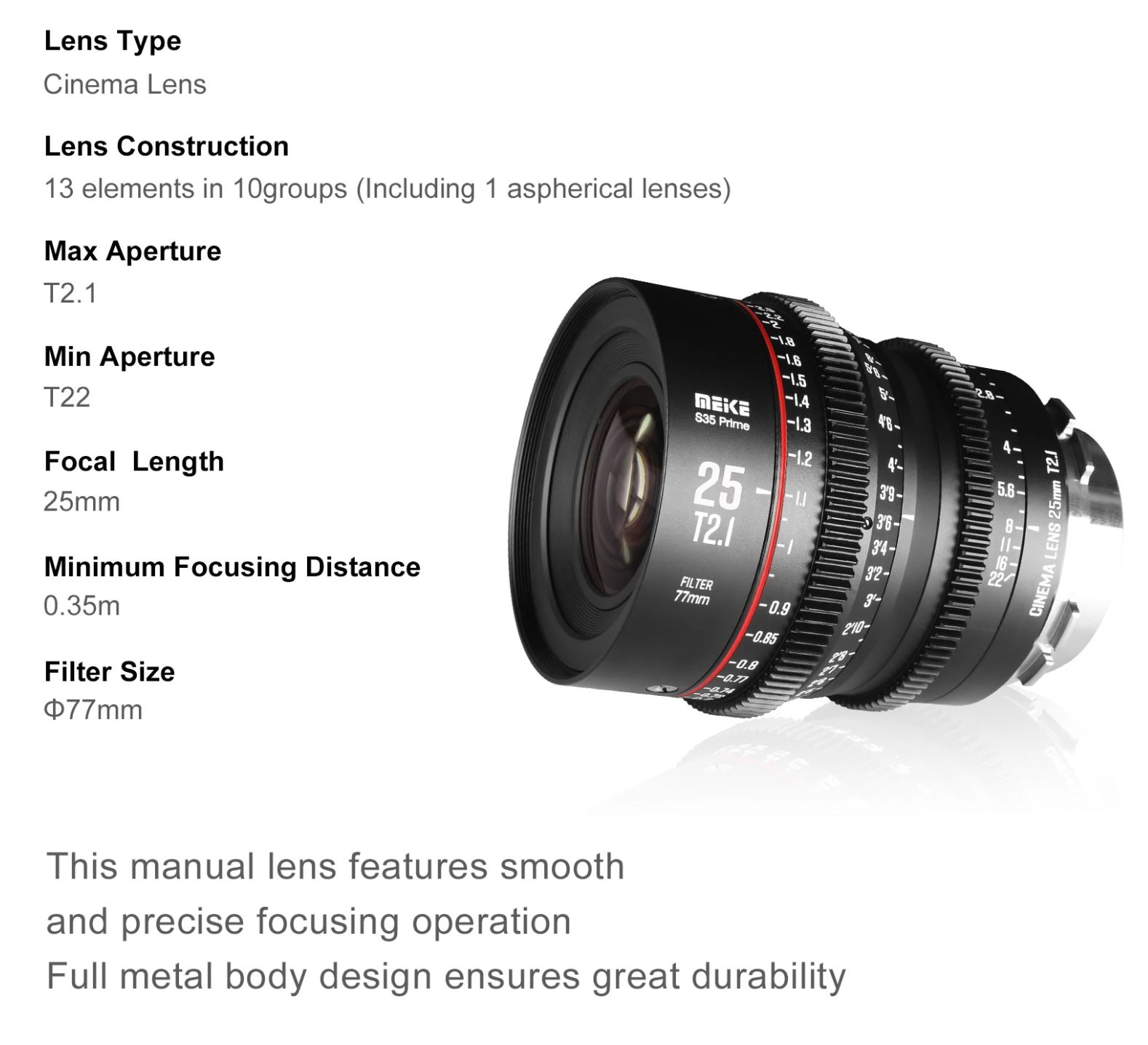 MEIKE 25mm T2.1 S35 PL - 7