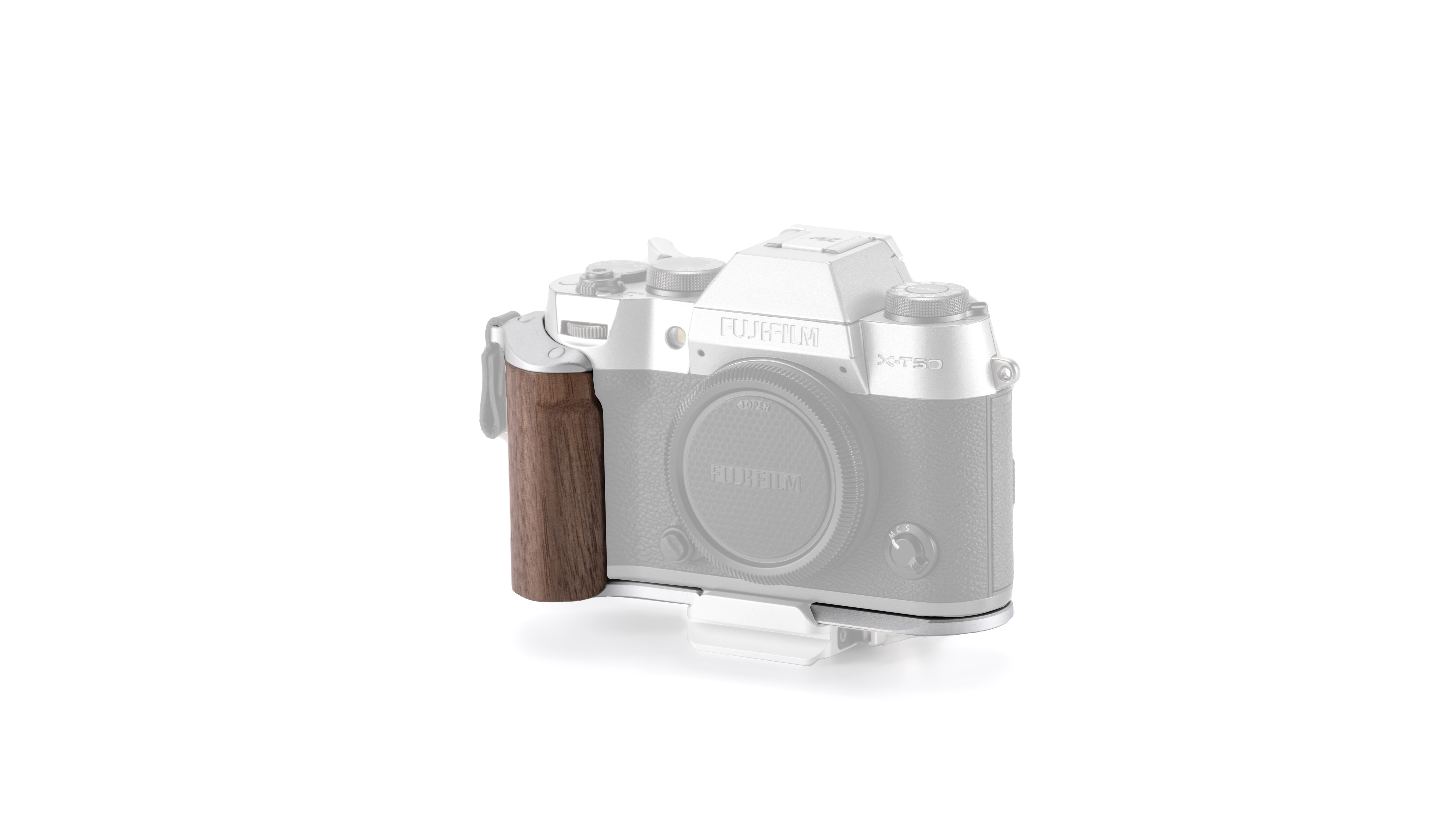 Tilta Mounting Baseplate with Wooden Grip for Fujifilm X-T50 - Silver - 2