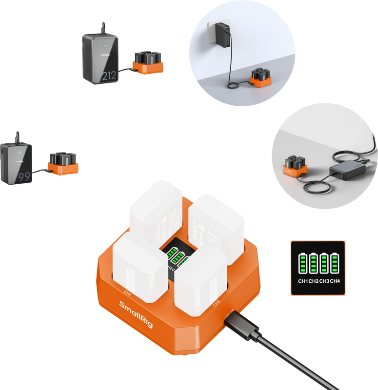 SmallRig 5749 Four-Channel Camera Battery Charger for NP-FW50 - 8