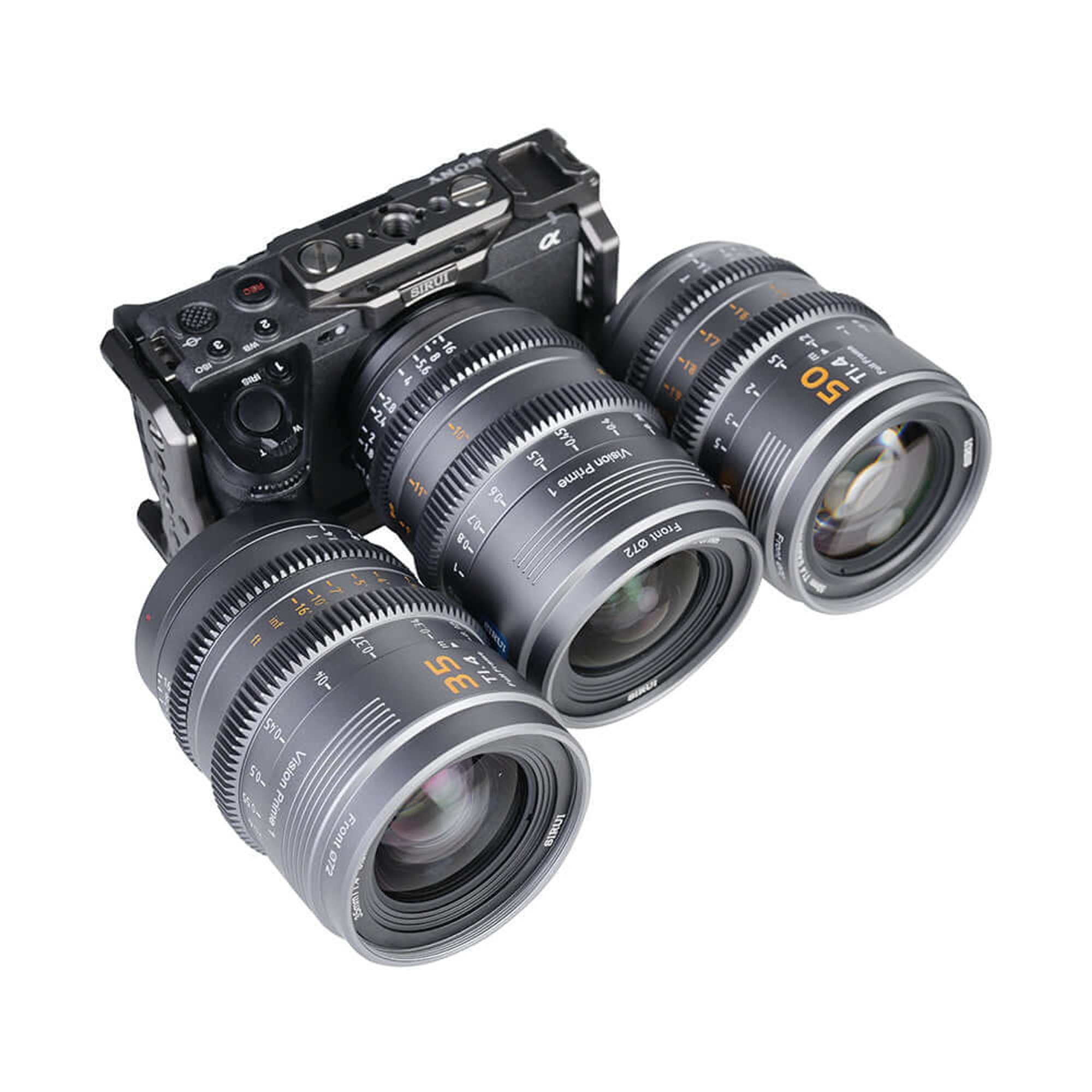 SIRUI Vision Prime 1 Series T1.4 Full Frame Cine Lens Kit with 24mm/35mm/50mm (E mount, Metal Grey Color, including Z/RF/L Interchangable Mount) - 2